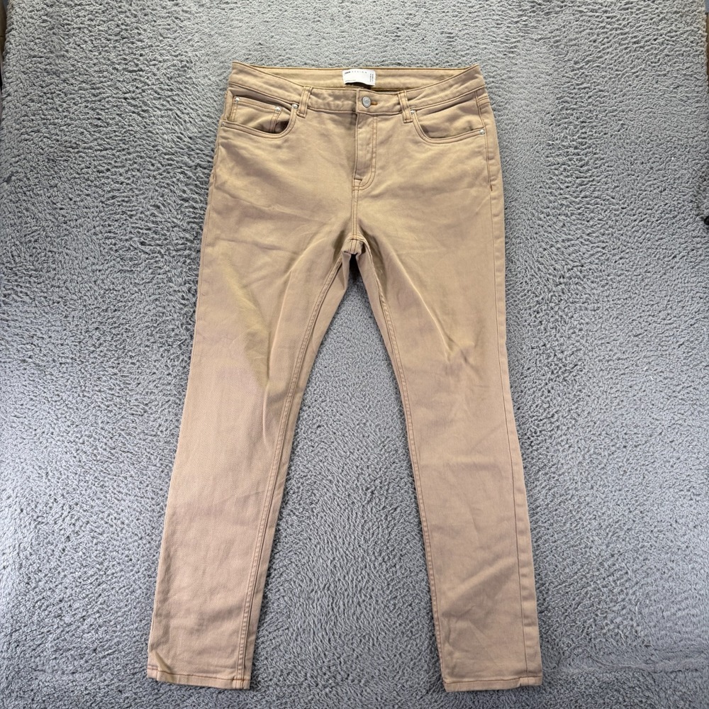 Asos Jeans Men 34x30 Beige Cotton Denim Straight Leg Streetwear Workwear Stretch